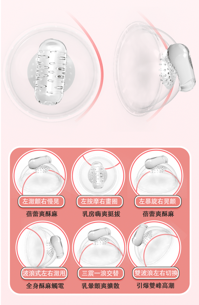 ROSELEX 勞樂斯 ‧ 酥麻震乳 10頻爽脹雙波撩乳按摩器﹝左右單獨控制/軟刺摩擦快感/USB充電﹞ E550957 详情图 5