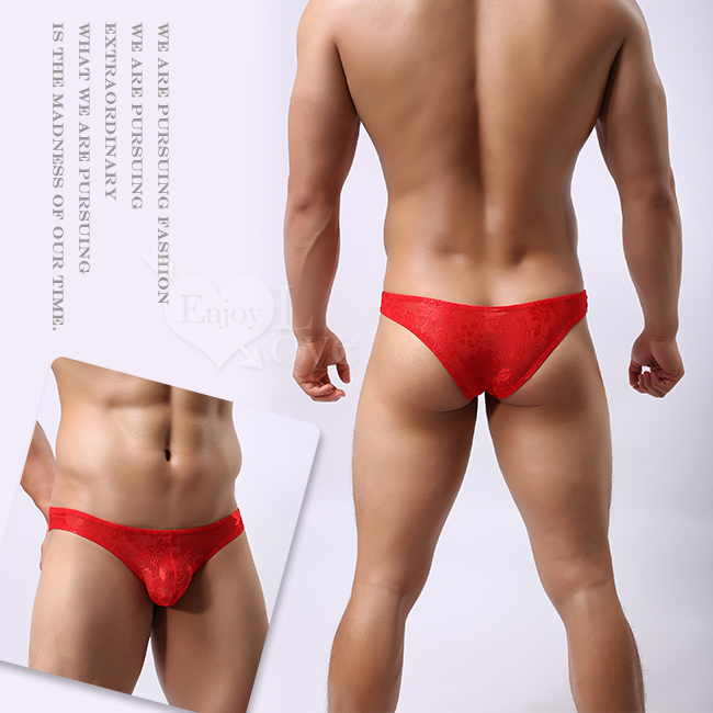 無痕貼膚花漾蕾絲三角褲﹝紅 L﹞ E534462 详情图 3