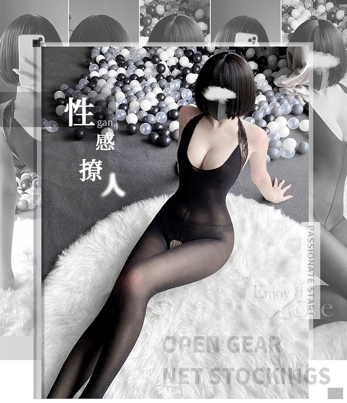 絲襪連身衣！黑絲誘惑蕾絲掛脖裸背設計開襠裝 E535872【EnjoyLove 衣飾館】 详情图 4