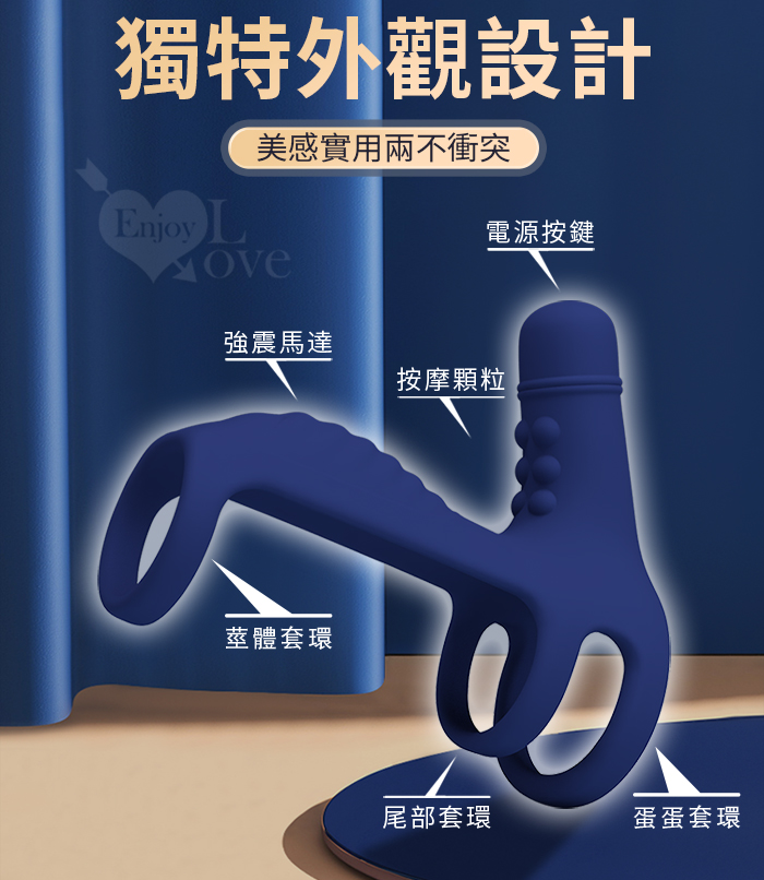 派蒂菈 ‧ 三重設計激凸加粗緊固 舒適配戴男女強震按摩套﹝10頻強震+親膚矽膠﹞湛藍 E593568 详情图 5