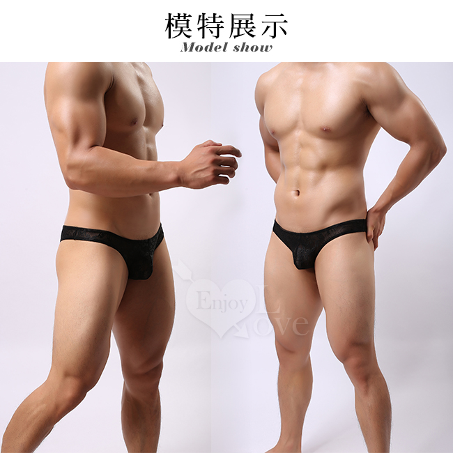 無痕貼膚花漾蕾絲三角褲﹝黑 XL﹞ E534466 详情图 2