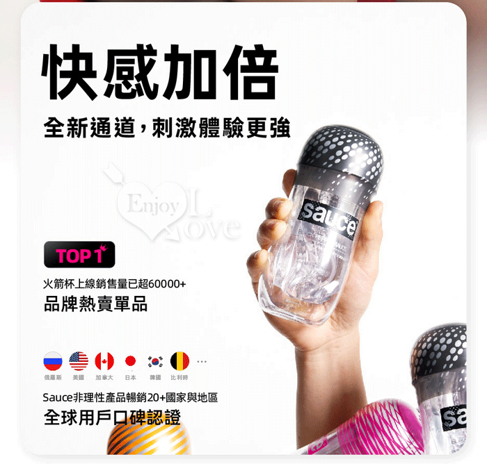 【品牌大使林采緹推薦】SAUCE 白醬 超刺激通道 自慰/訓練 火箭飛機杯﹝高階﹞ E550114 详情图 3