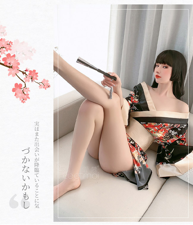 情趣和服！日系印花寬袖口大蝴蝶結腰封三件組 E535471 详情图 5