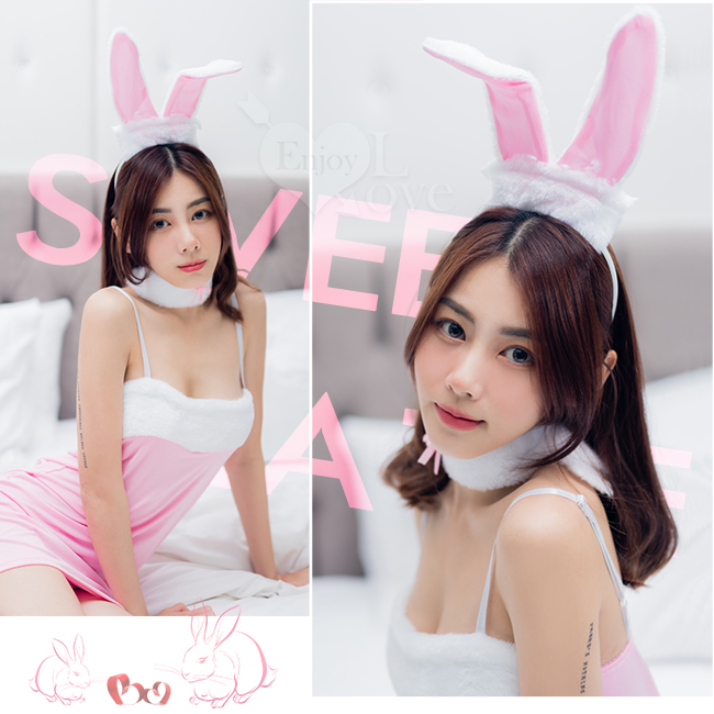 兔女郎角色扮演服!甜美粉嫩毛絨頸環連身裙五件式套裝 E535674 详情图 3