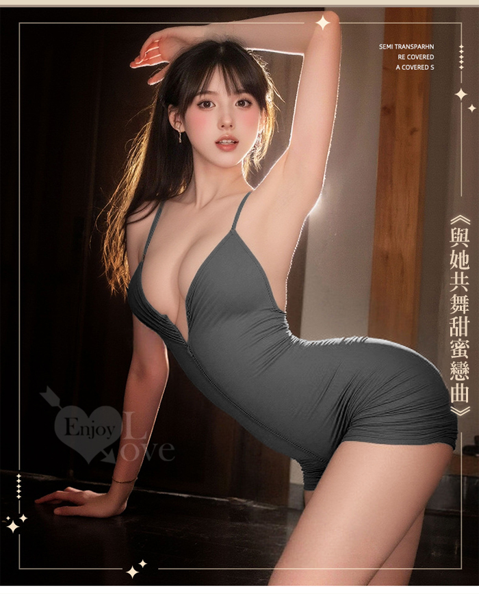 雙頭拉鍊連身衣｜深V聚攏美胸 × 交叉美背 × 誘情免脫開襠裝 E536331 详情图 6
