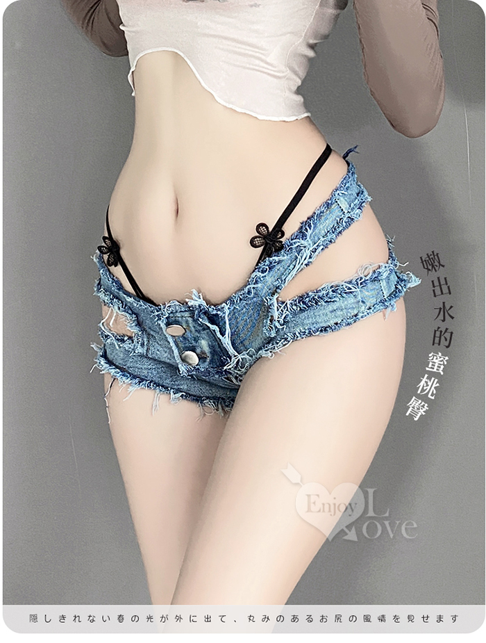 【情趣牛仔】性感蜜桃臀雙線拉鍊可開襠激情免脫牛仔短褲 E535976 详情图 6