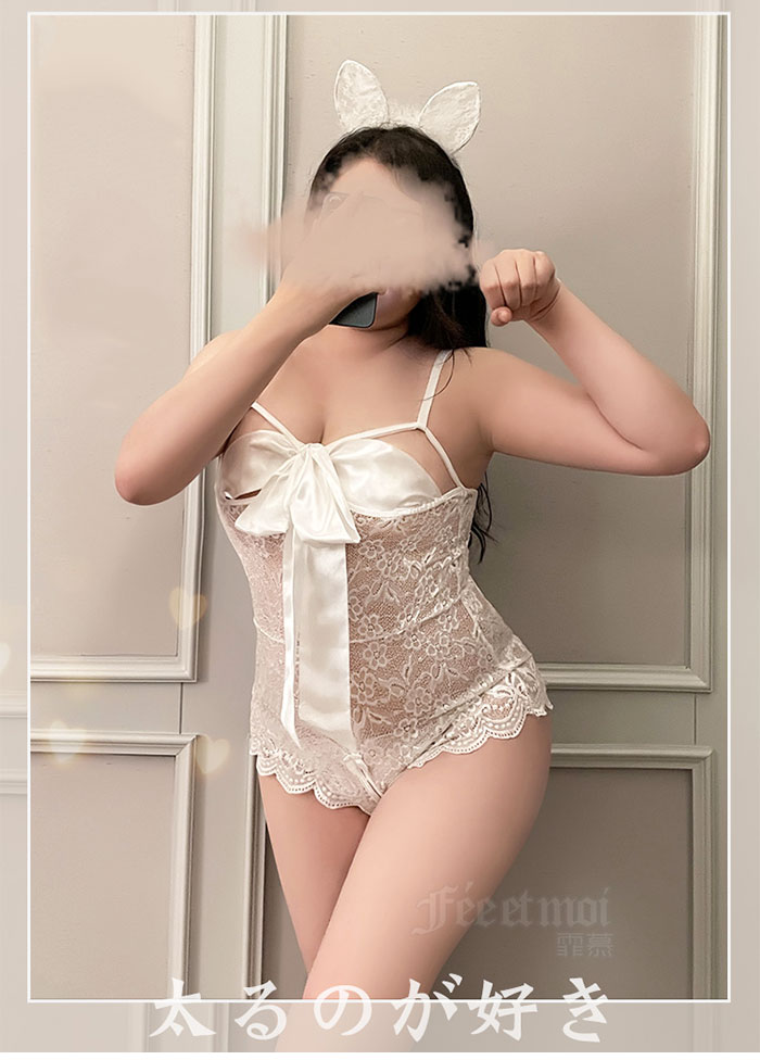 【棉花糖女孩】大尺碼情趣連身衣！柔滑寬帶蝴蝶結水滴雪乳蜜桃臀開襠裝 E535913 详情图 5