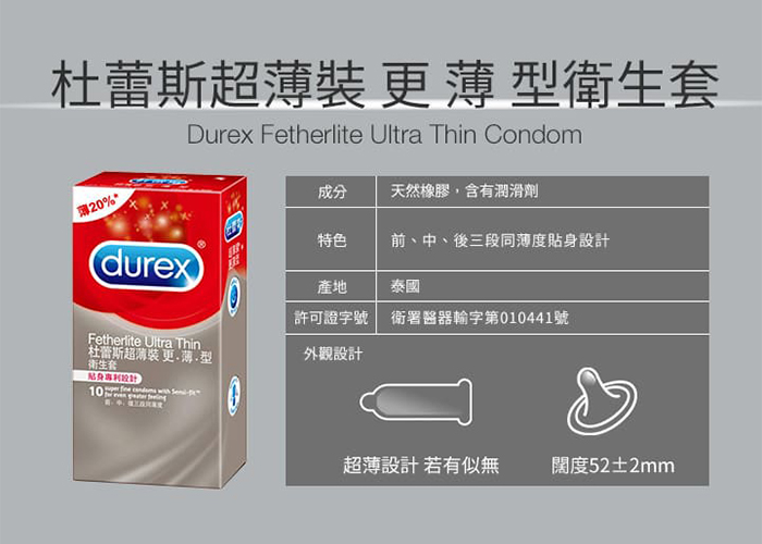 杜蕾斯Durex ‧ 超薄裝保險套更薄型10片裝 E592231 详情图 5