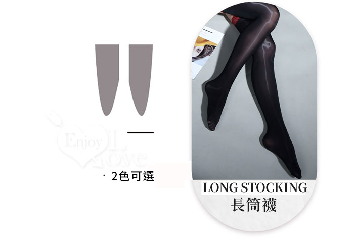 情趣吊襪帶！蕾絲邊油亮絲滑光澤感長筒連身絲襪﹝紅+黑﹞ E536089 详情图 7