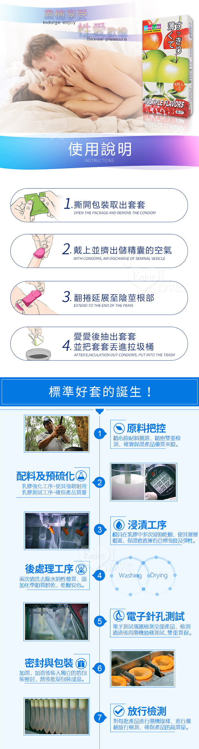 樂趣‧螺紋顆粒乳膠保險套 (3合1) 櫻桃+蘋果+草莓果味各4片 E562627 详情图 2