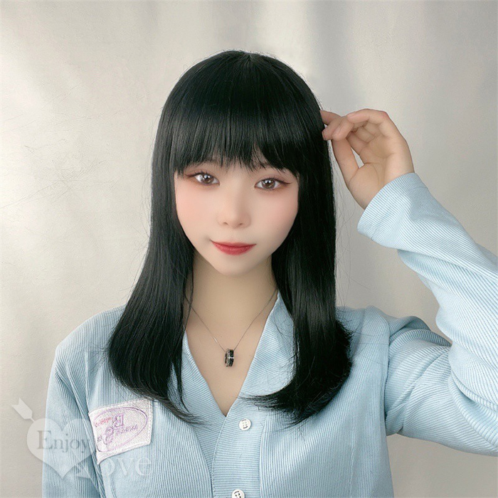 COS裝扮假髮 ‧ 齊瀏海中長直髮 / 黑色 E593078 详情图 5